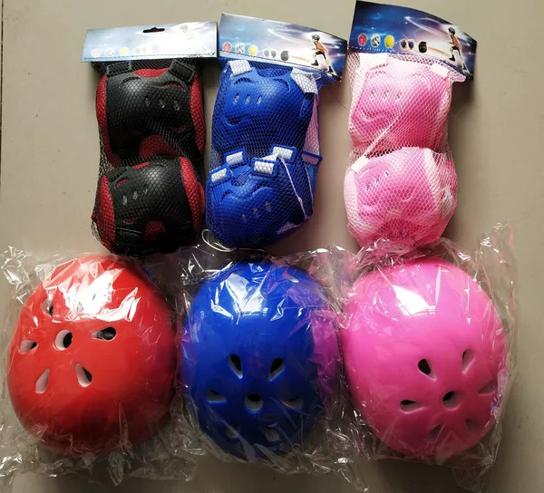 Children's Helmet Roller Skating Protector Knee Protector Outdoor Sports Safety Protector Helmet Six-Piece Set Factory Wholesale