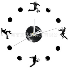 足球3d时钟 欧式挂钟 墙贴儿童时钟diy 钟亚克力时钟 亚克力钟