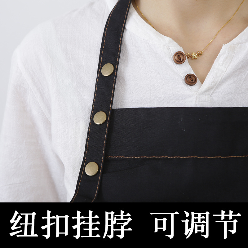 Delantal de moda coreana hombres y mujeres delantal Hotel catering cocina Chef uniforme ropa de trabajo delantal imprimible