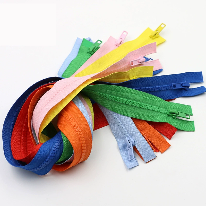 Spot wholesale No. 5 70CM color resin zipper work clothes top open tail down jacket resin zipper