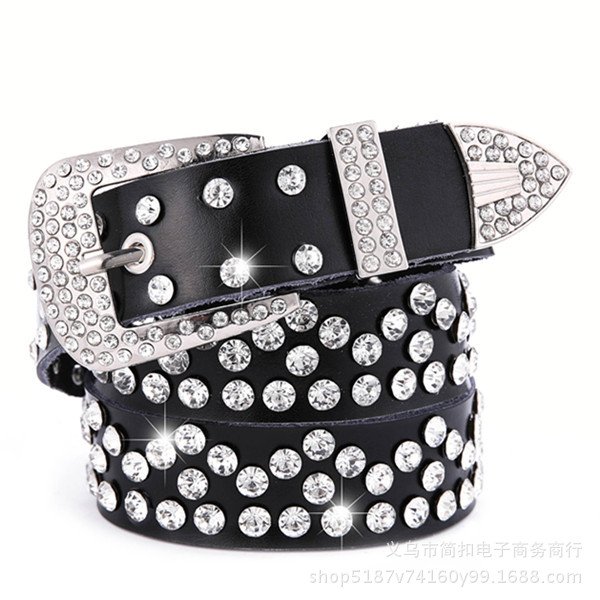 正品女士腰带真皮皮带 带钻装饰韩版时尚宽牛皮水钻镶嵌裤带百搭