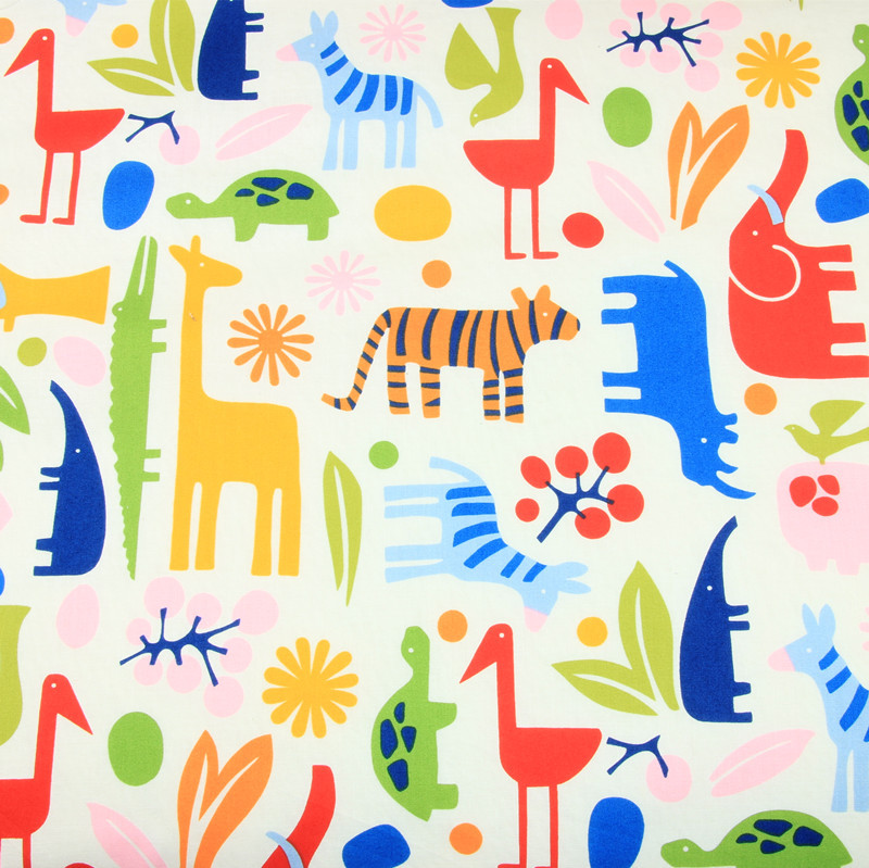 外贸带标平纹棉布料可爱卡通印花面料 手工DIY服装连衣裙纯棉