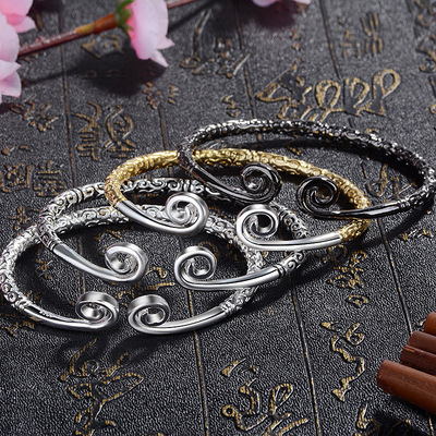 复古紧箍咒手镯 镀银大圣孙悟空手镯情侣时尚金箍棒手镯批发直销|ru