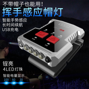 Induction clip cap lamp headlight night fishing rechargeable strong light super bright LED brim head-mounted waterproof bait lamp