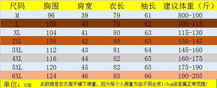 尺码表