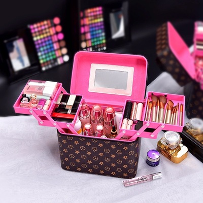 跨境專供大容量手提化妝包定型化妝箱包護膚品收納包專業定制外貿