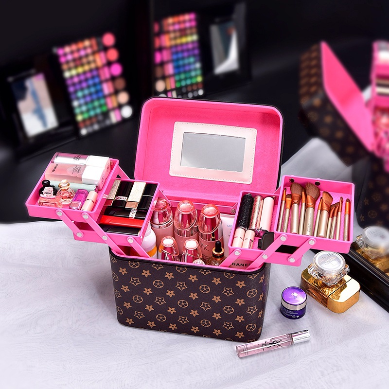 跨境專供大容量手提化妝包定型化妝箱包護膚品收納包專業定制外貿