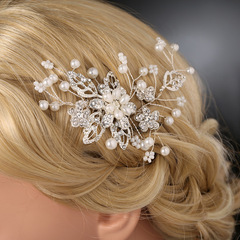European and American Fashion Simple New Popular Bridal Headwear Crystal Pearl Flower Hair Comb Wedding Accessories Amazon