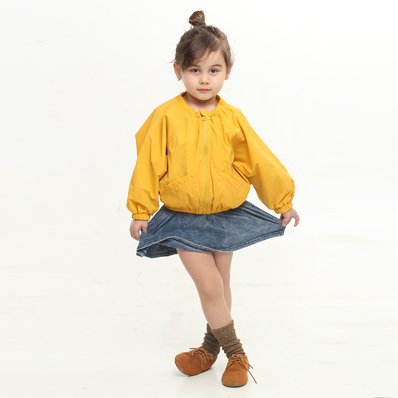 韩版童装春季新款 女童双层糖果风衣防水防晒童外套 男童夹克