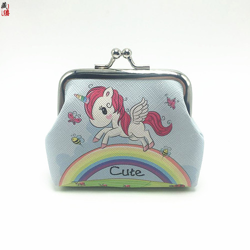 Bestselling Zero Wallet with Unicorn Print Mouth Gold Wallet for Women, Short Length Zero Wallet