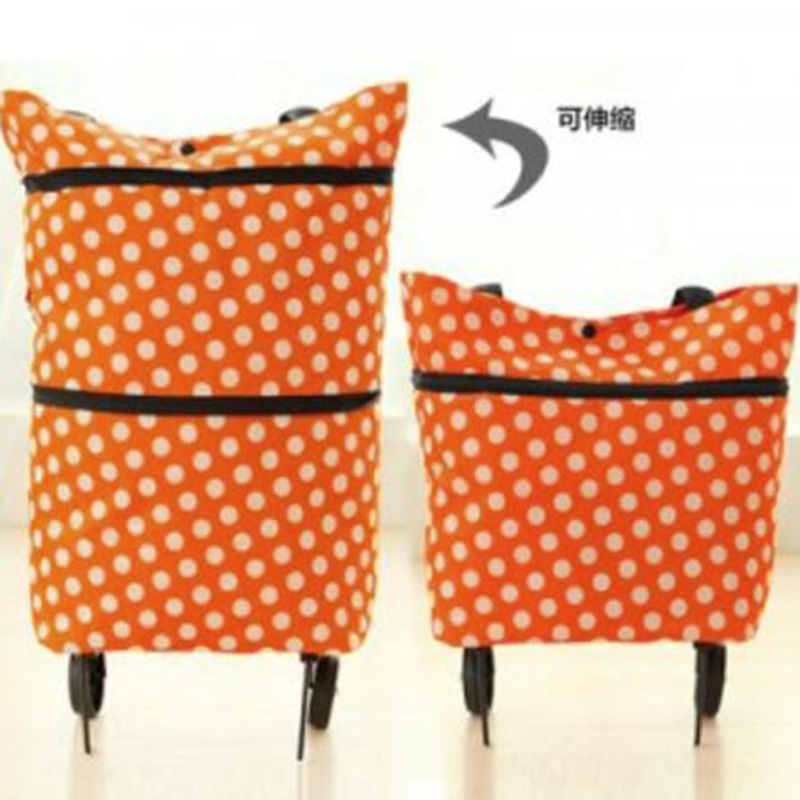 （中性）折叠拖轮挂袋包 颜色->橘色圆点