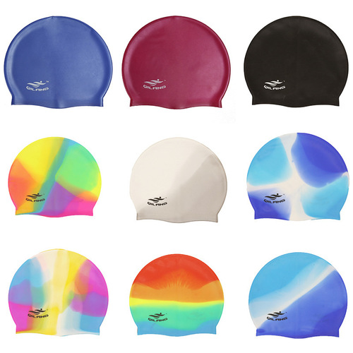 2018 new color swimming cap for adults men and women enlarged silicone cap