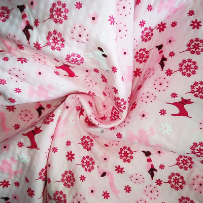 批发三层双面夹棉保暖布料 纯棉空气层针织卡通布头 婴儿宝宝棉布