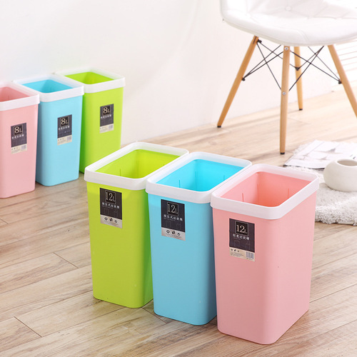 Creative Pressed Ring Trash Can Household Large Kitchen Bathroom Uncovered Plastic Office Square Waste Basket