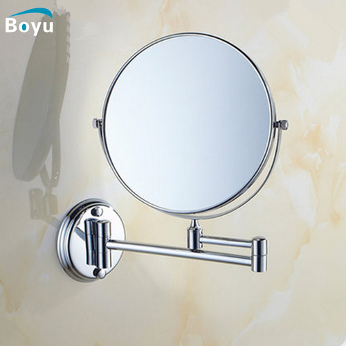 Bathroom makeup mirror wall-mounted bathroom folding mirror double-sided magnifying beauty mirror hotel 8-inch rotating telescopic mirror