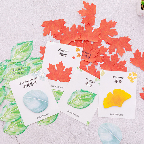 Creative simulated leaf sticky notes, small fresh tear-off sticky notes for students to post N times message stickers