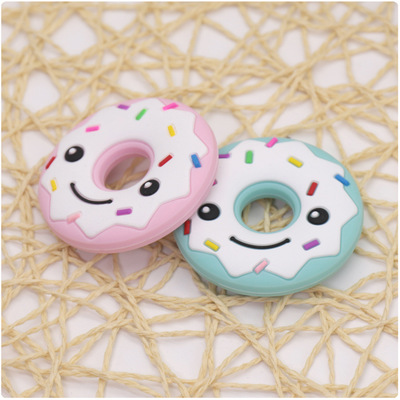 嘟来嘟玩卡通笑脸甜甜圈多彩牙胶硅胶磨牙棒固齿器婴儿训练咬咬胶
