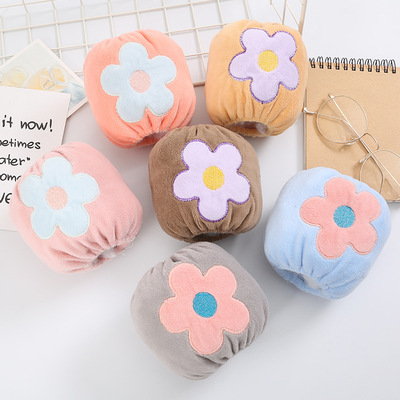 冬季韓版花朵繡花女士寶寶護套袖簡約學生防汙絨布套袖袖套批發