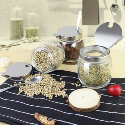 supply household Glass Cruet Pepper cans Kitchen Salt shaker Small spoon Welcome to consult