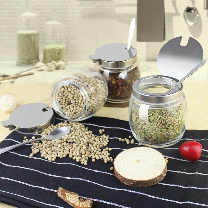 supply household Glass Cruet Pepper cans Kitchen Salt shaker Small spoon Welcome to consult