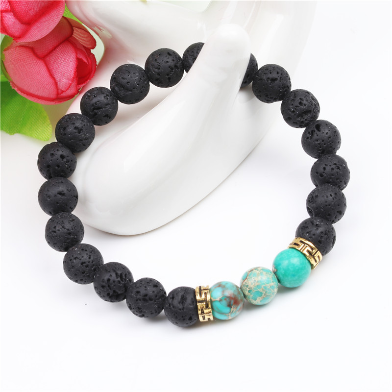 8mm Natural Line Agate Bracelet Colorful Seven Chakra Energy Yoga Beads Bracelet display picture 19