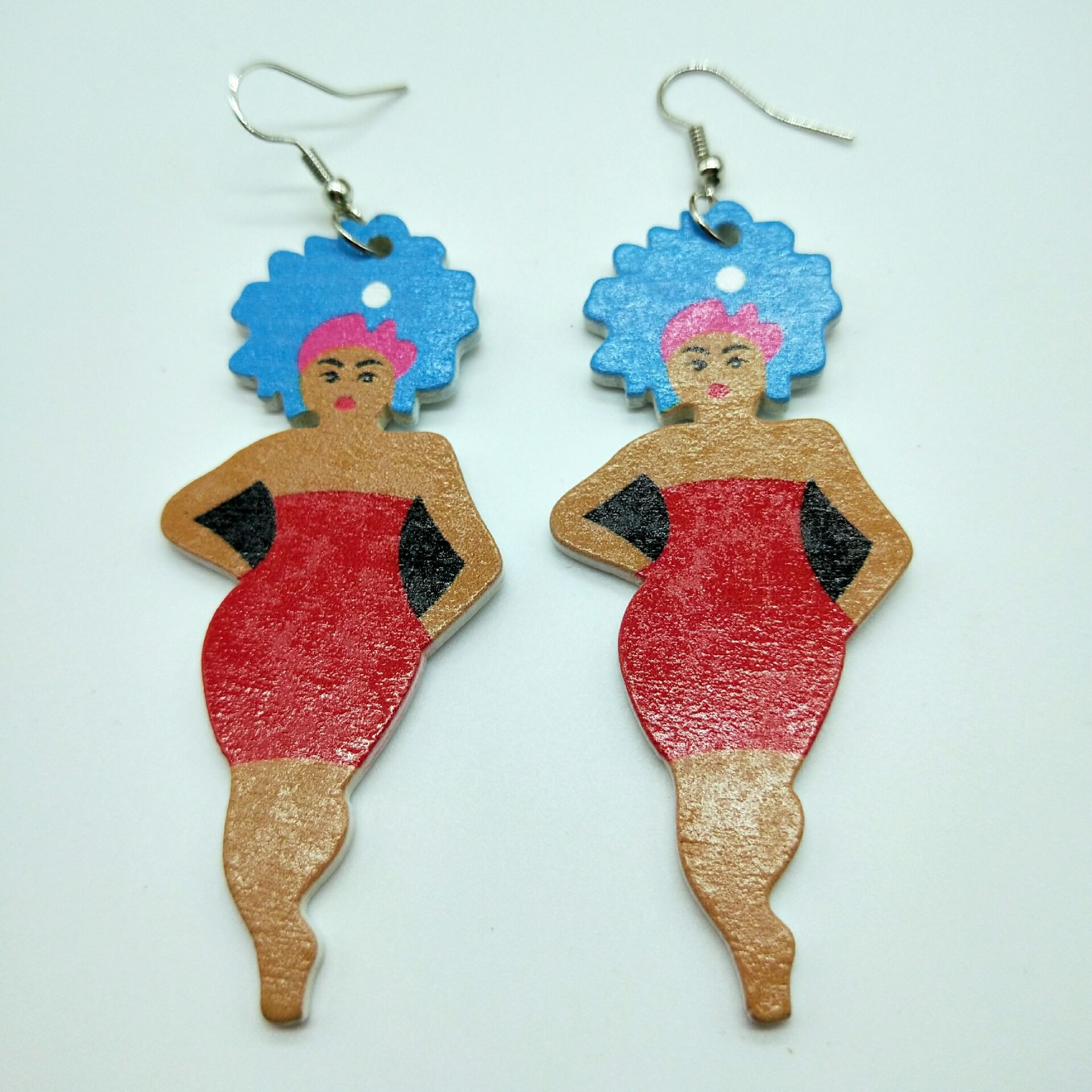 Geometric Girl Wooden Earrings display picture 2