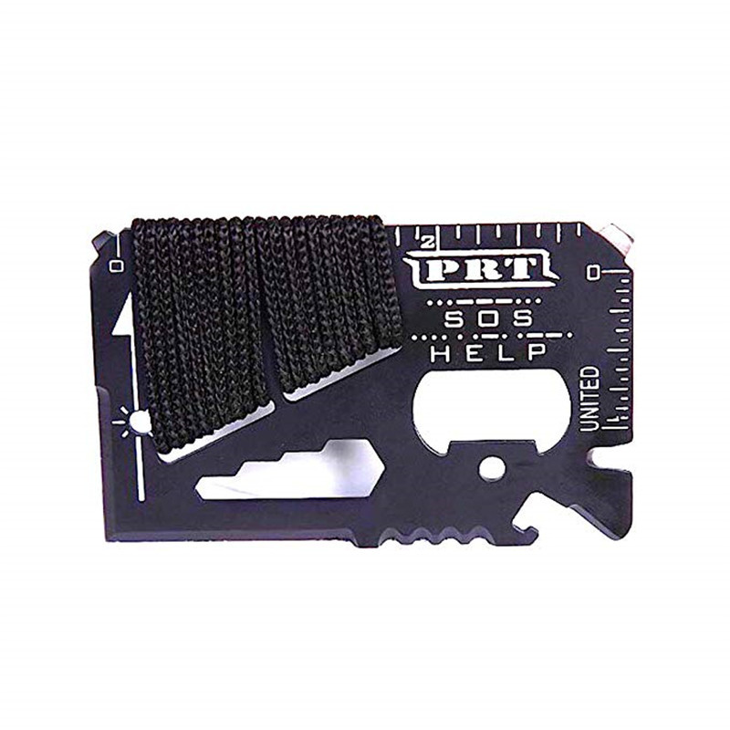 新款隨身便攜14合1多功能野營戶外不鏽鋼黑色繩子工具卡片刀