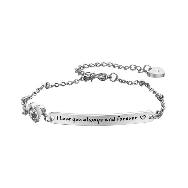 Cross-Border special for I love you always and forever... fashion curved titanium bracelet with peach heart