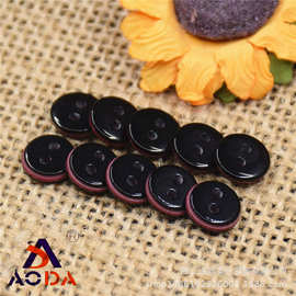 树脂纽扣衬衫钮扣多层两眼14L小扣子黑红色 服装辅料厂家现货批发