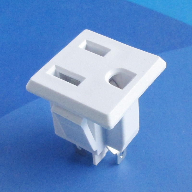 27*27嵌入式美规三孔母插座白色定 制版美标AC电源插座DB-14-M