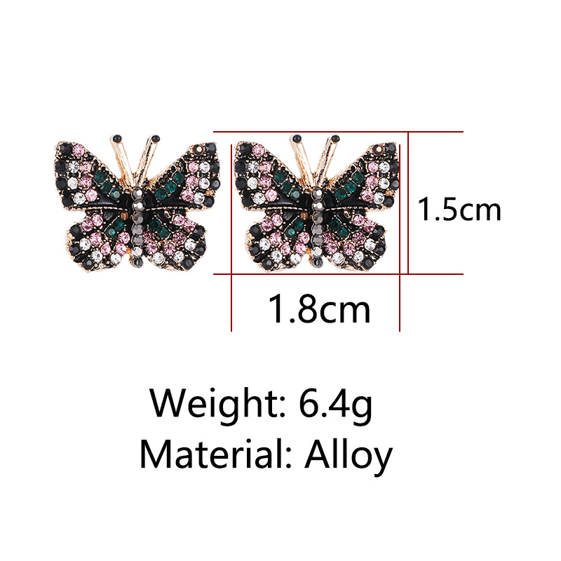6g Weight Rhinestones Inlay Material Ear Studs Classification 1 Pair Fashion Butterfly Alloy Plating Rhinestones Women's Ear Studs