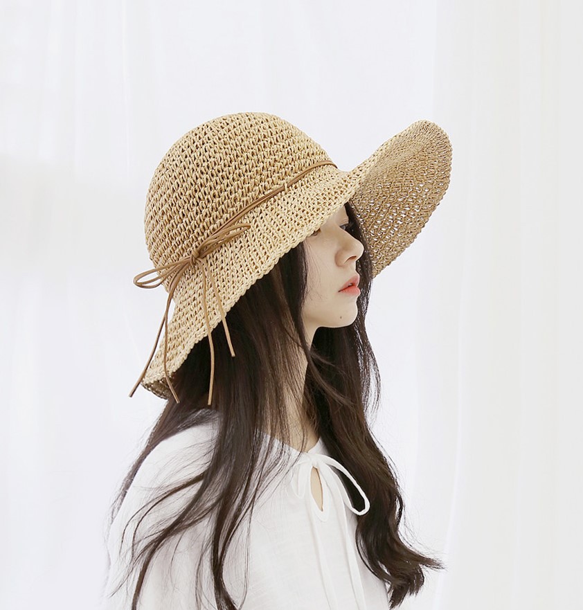 Women's Casual Beach Solid Color Big Eaves Sun Hat display picture 7