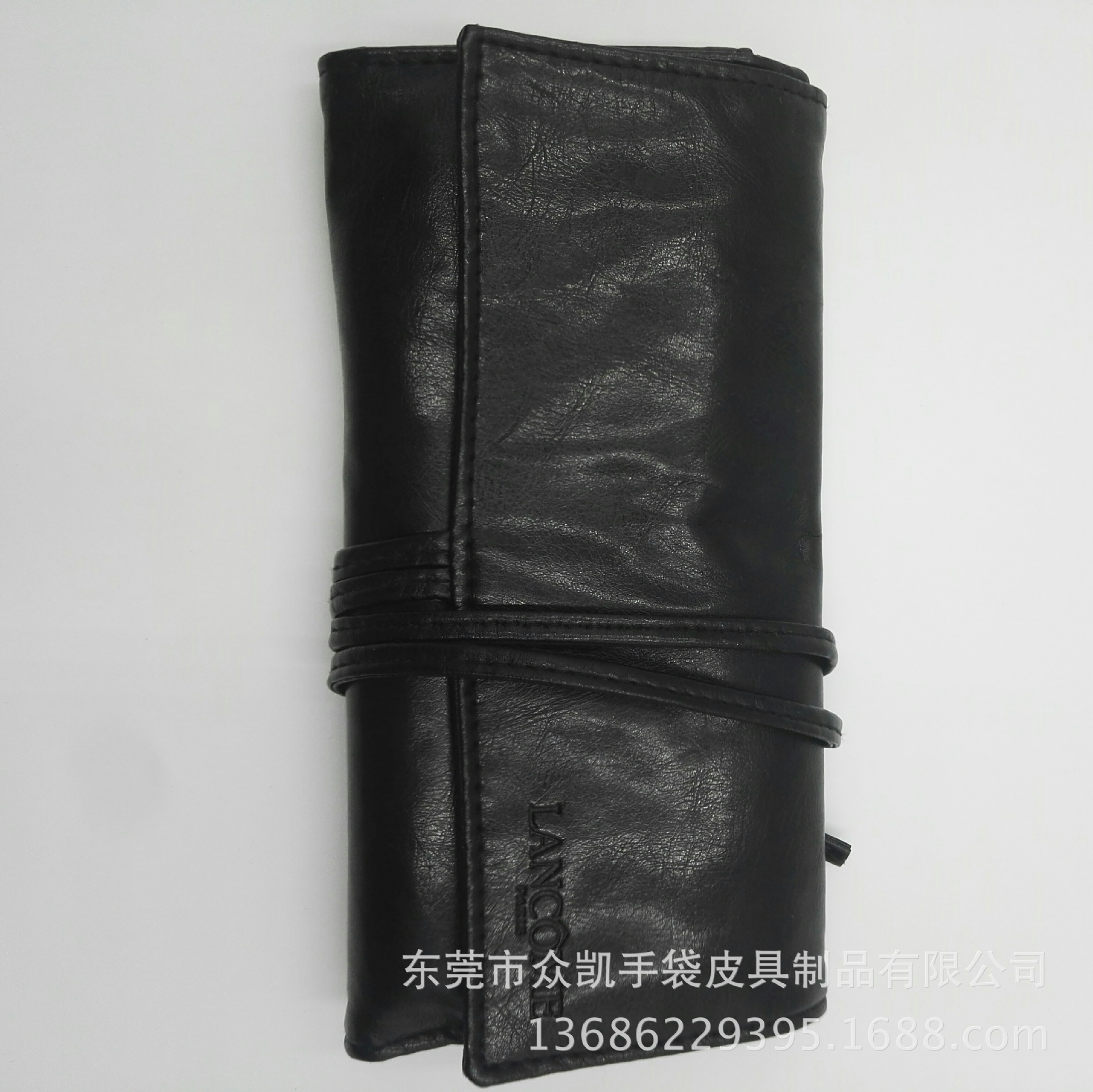 New black PU Brush Pack Brush Makeup Storage bag customized Imprint LOGO