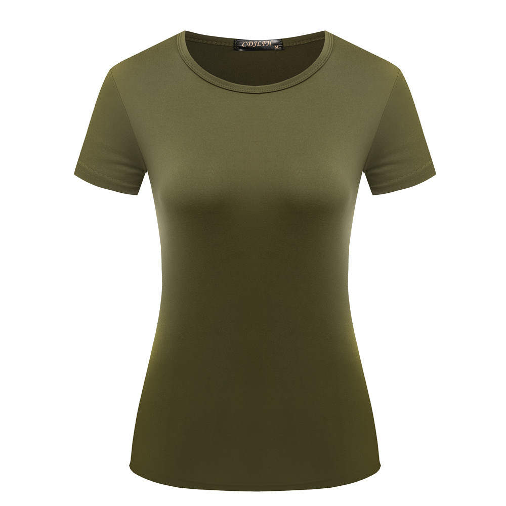 Solid Color Round Neck Short Sleeve T-Shirt NSYKD71834