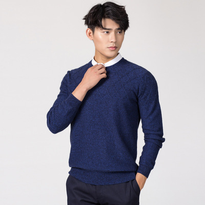 厂家直供 现货 2018秋季新款长袖 圆领套头肩提花羊绒针织衫。|ms