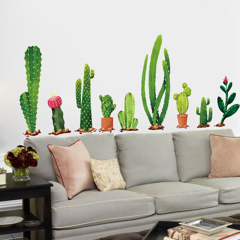 Cactus Bedroom Living Room Tv Sofa Background Decoration Removable Window Wardrobe Wall Sticker display picture 5