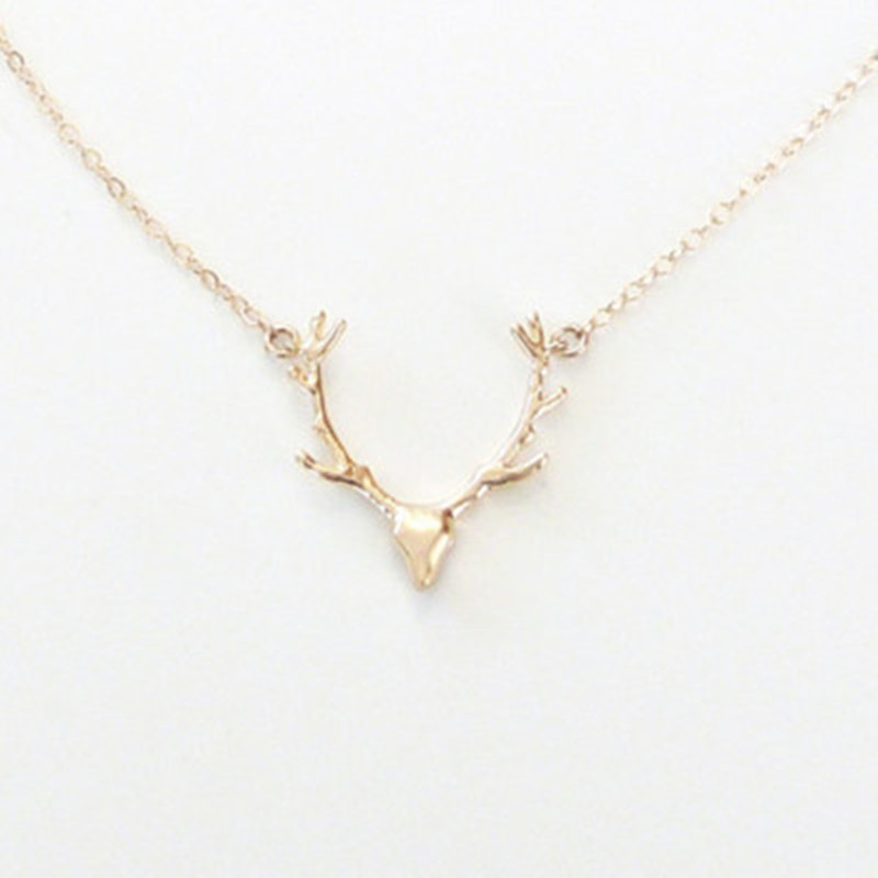 Simple Antler Necklace Christmas Elk Reindeer Pendant Necklace Female Clavicle Chain Fawn Antler Necklace Wholesalepicture26