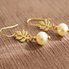 Fashionable accessory, metal earrings from pearl, European style, simple and elegant design