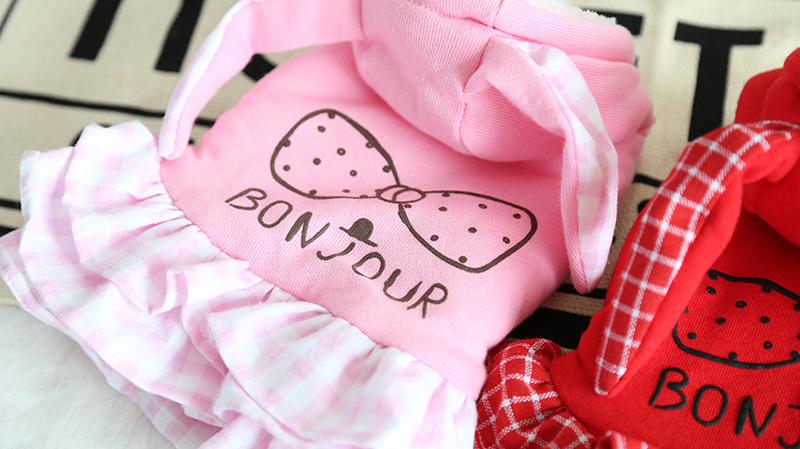 格子兔蝴蝶结绒衣