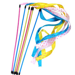 Cute Polka-Dot Satin Cat Teaser Wand | Cross-Border Transparent Plastic Long-Handle Pet Supply Cat Toy | Silk Ribbon Cat Teaser