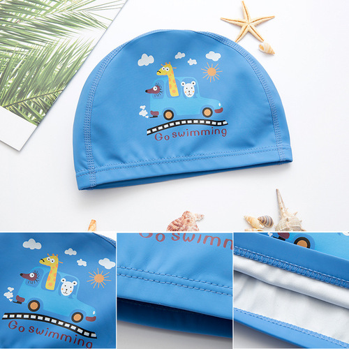 Yuke children's swimming cap boys and girls cartoon PU waterproof ear protection swimming cap baby swimming equipment