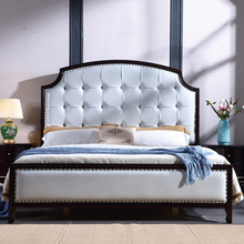 美式实木真皮软靠公主床欧式1.8米双人床婚床简约卧室轻奢家具床