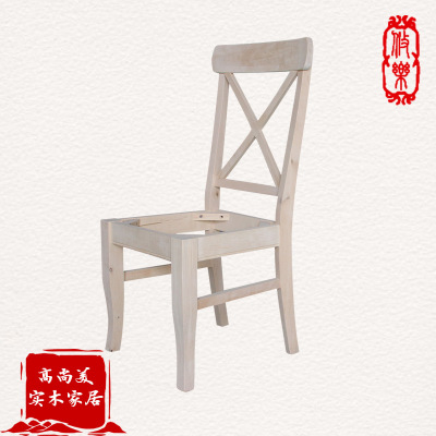 美式新款桦木单杈椅实木白茬餐椅酒店餐厅白坯白茬实木椅子订做