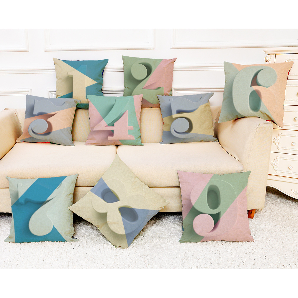 亚马逊 eBay 跨境热销创意数字棉麻抱枕套 汽车抱枕 来图批发定制