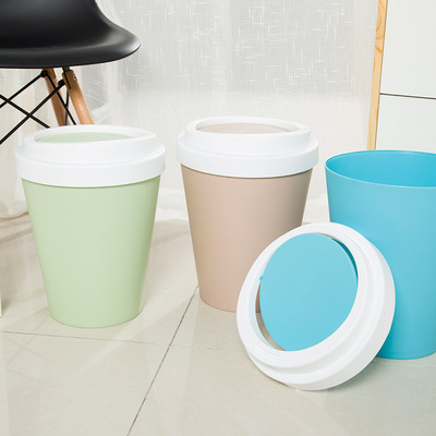 厂家直销塑料摇盖式垃圾桶 时尚家用卫生桶 创意摇盖垃圾桶定制|ru