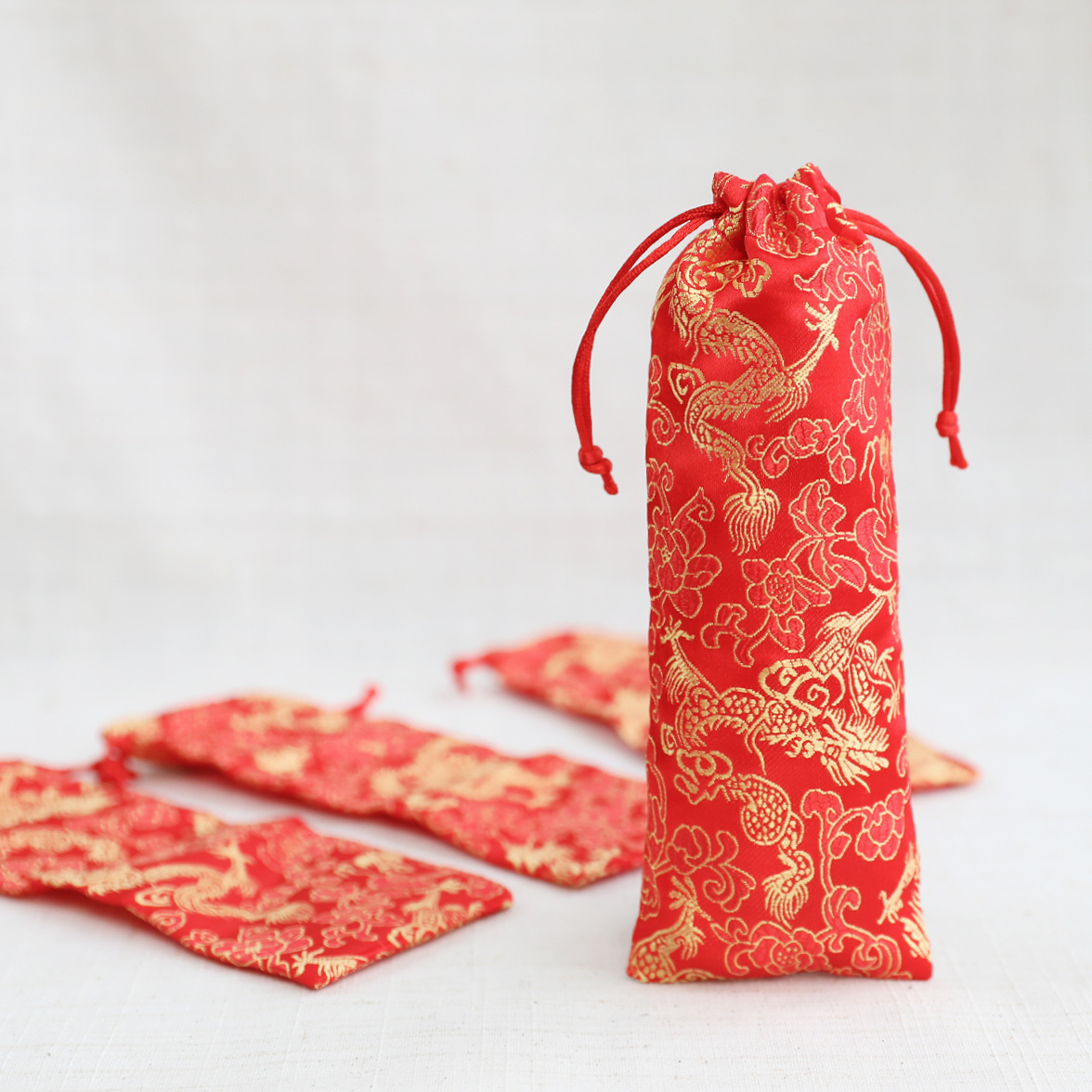 Manufactor wholesale Dragons Brocade comb Cloth bag Horn comb Comb bag Beam port 22cm Large comb bag