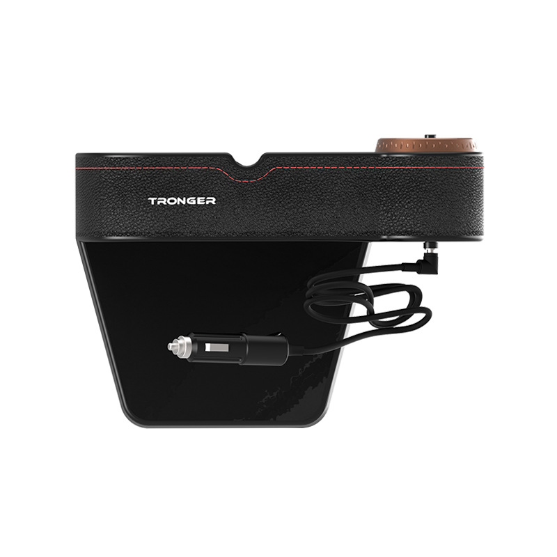 汽车用品置物盒杯架座椅夹缝收纳盒双usb数显车充充电器