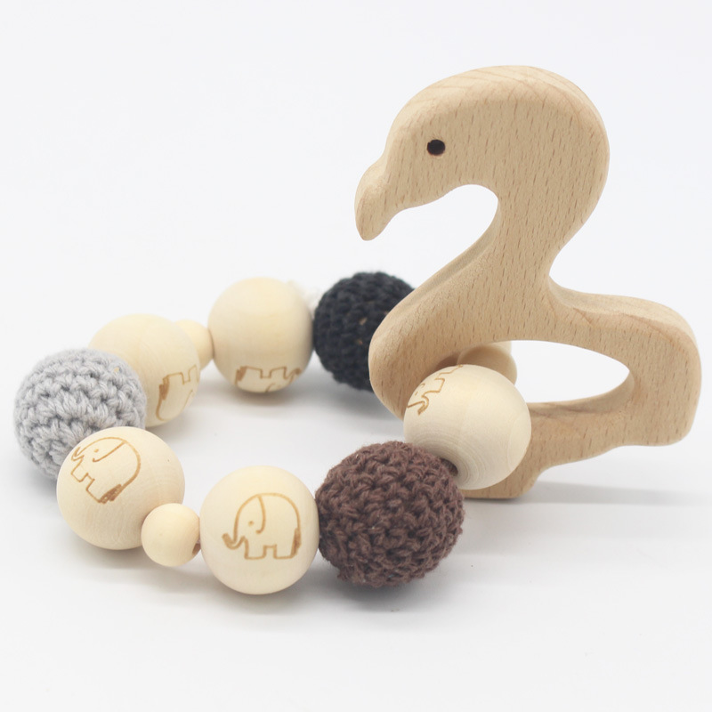 INS bebé haya mordedor pulsera bebé cuentas de lana dientes de juguete palo de molienda Amazon nuevo
