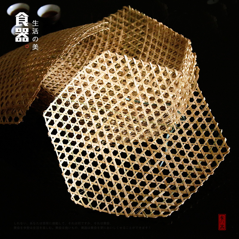 竹网垫竹笪防粘锅竹编垫竹笪纯手竹编织竹达竹餐垫摆盘装饰网格垫-阿里巴巴