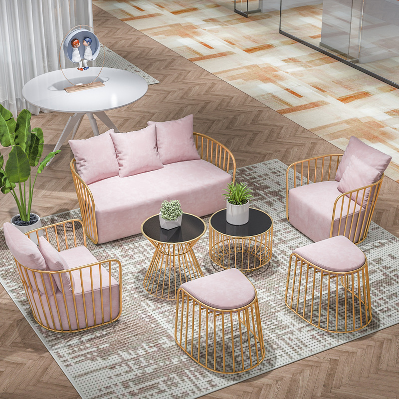 ins網紅款北歐鐵藝沙發椅簡約現代工作室服裝店咖啡廳單人小沙發